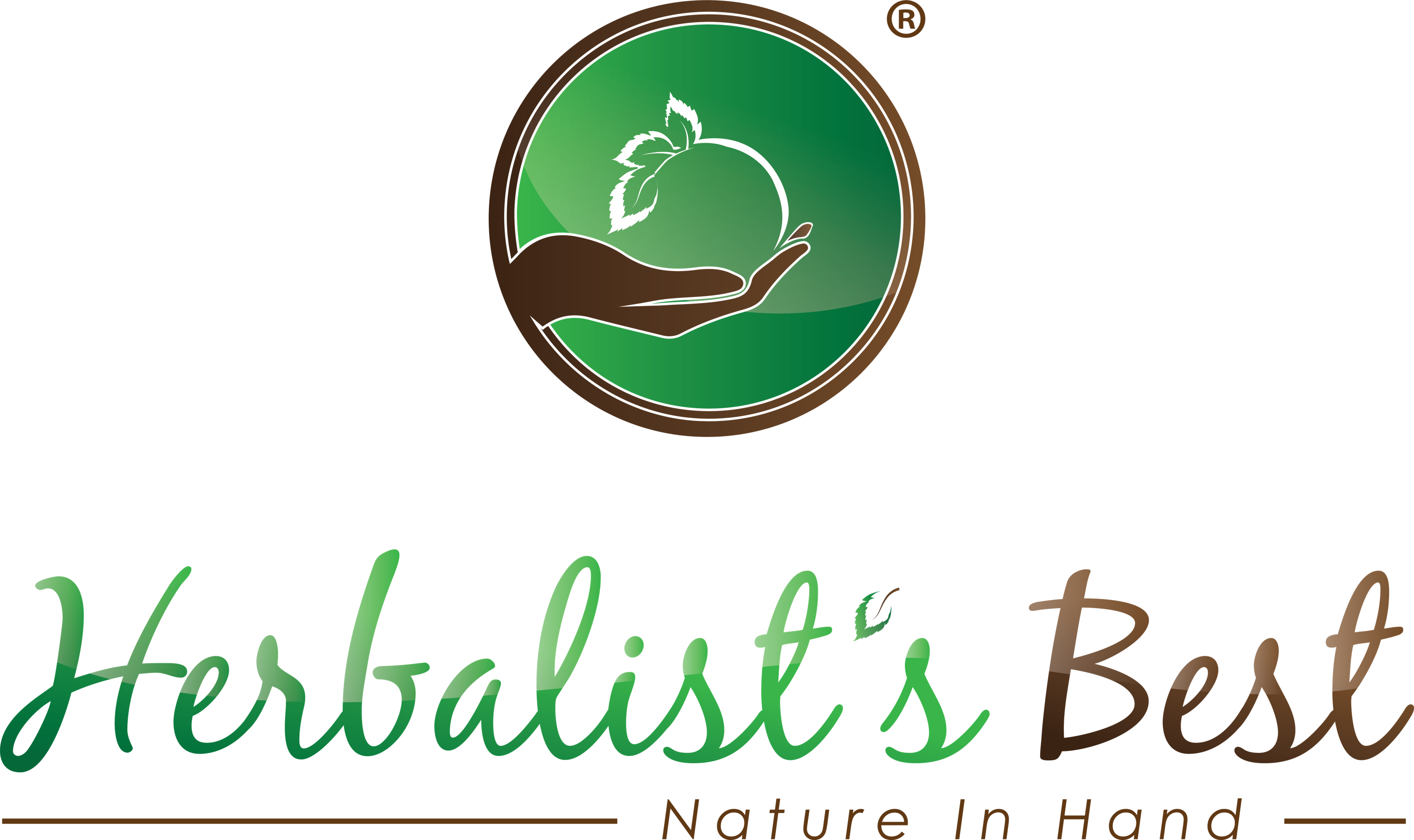 Logo of Herbalist's Best trademarked Brand. Nature In Hand .