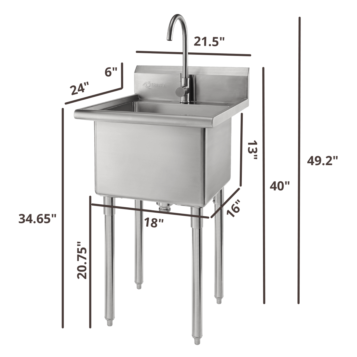 dimensions of the stainless steel sink