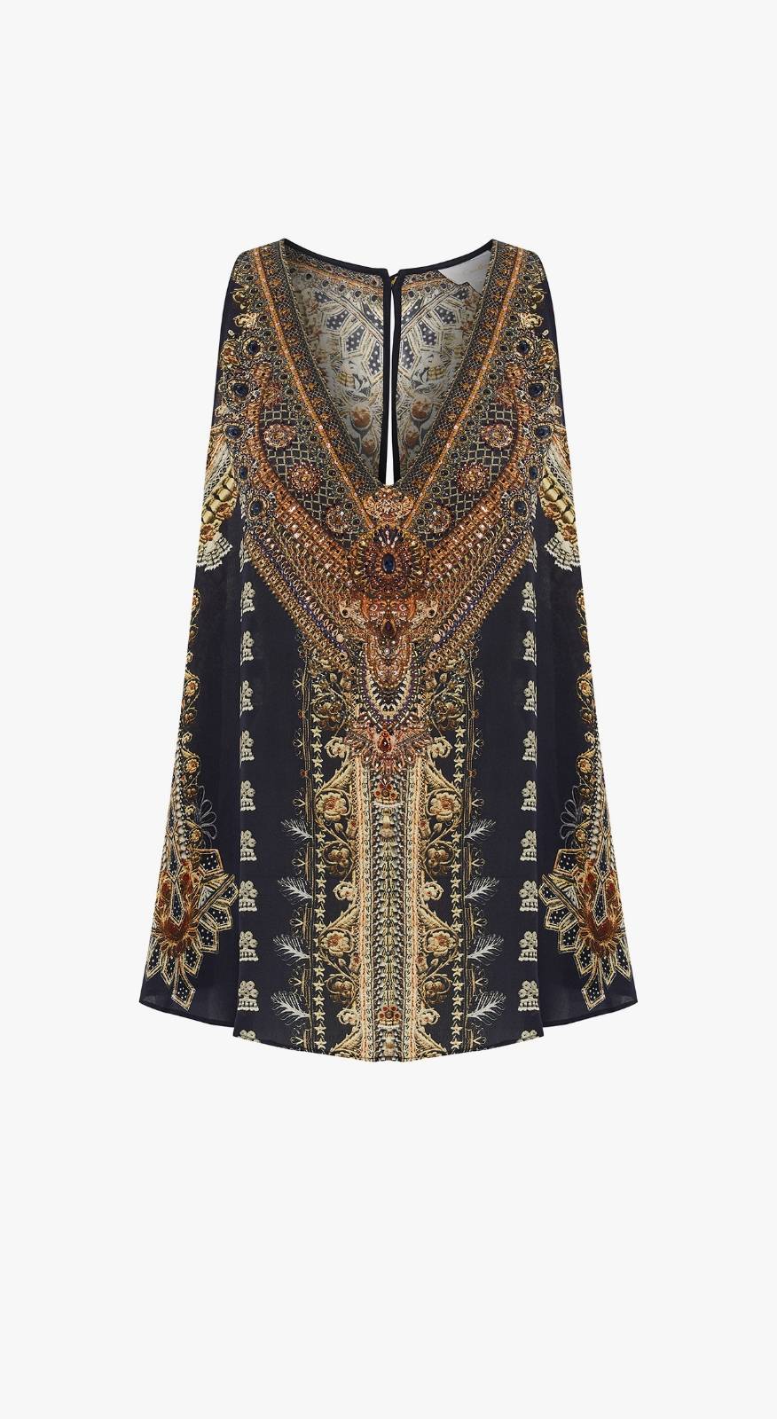 new season CAMILLA navy and gold printed singlet top