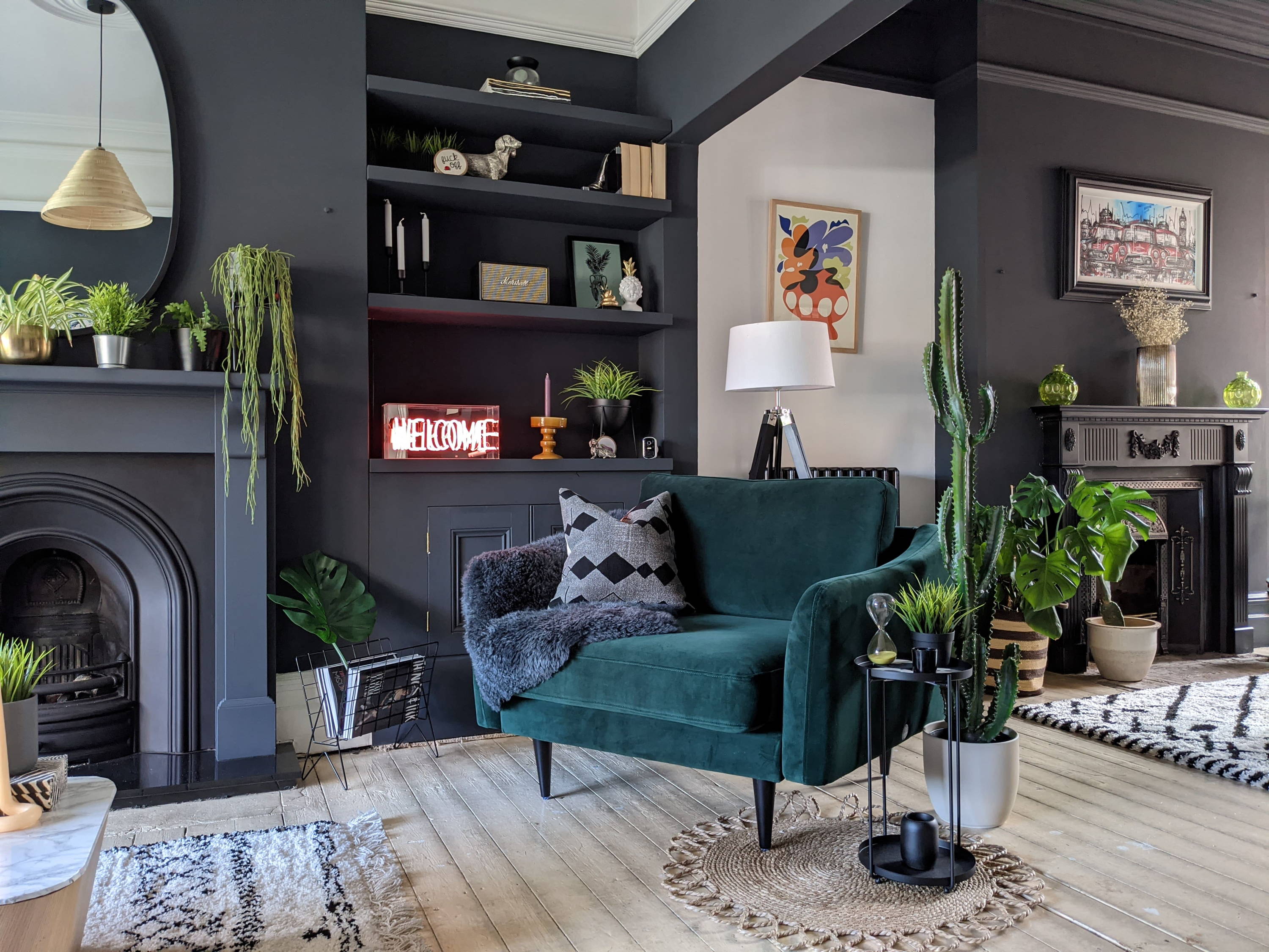 dark green armchair