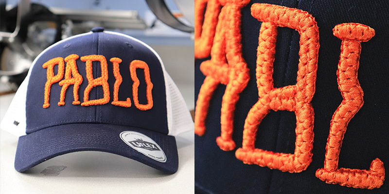 Navy blue and white cap with 