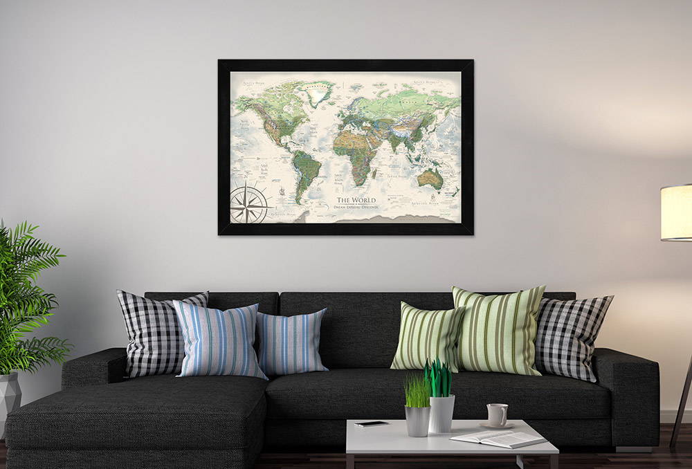 framed world map