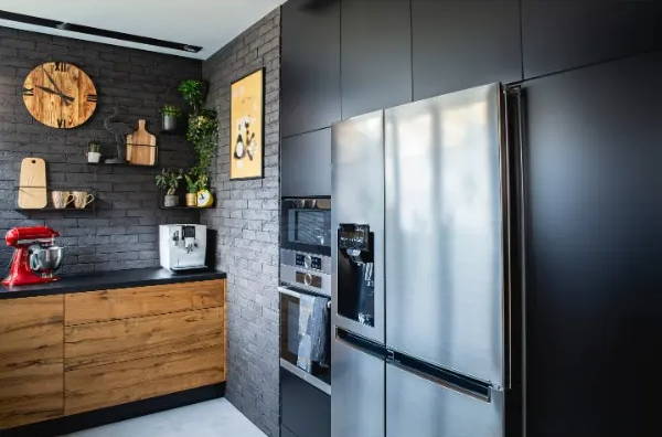 kitchen with a noisy fridge