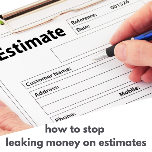 Hand filling out an estimate form with a pen.