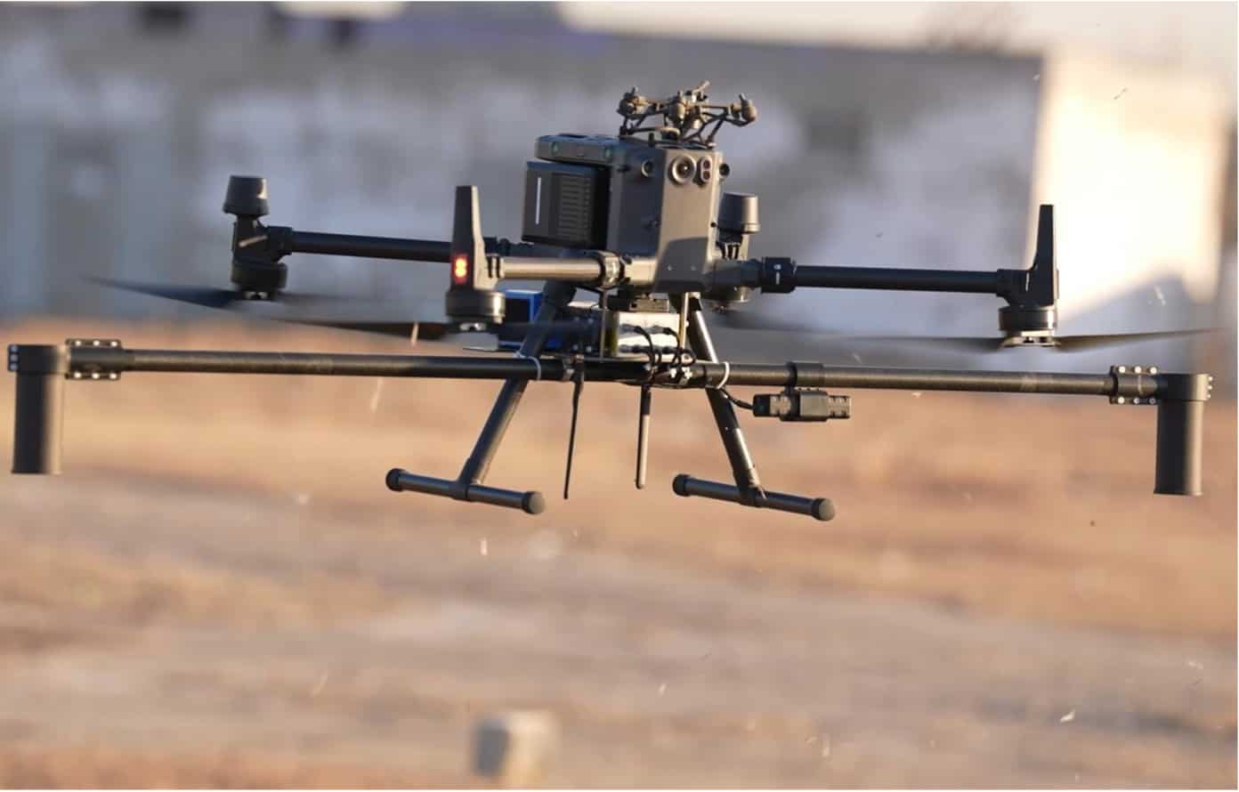 DJI Enterprise drone carrying a specialist payload for aeromagnetic mining exploration 