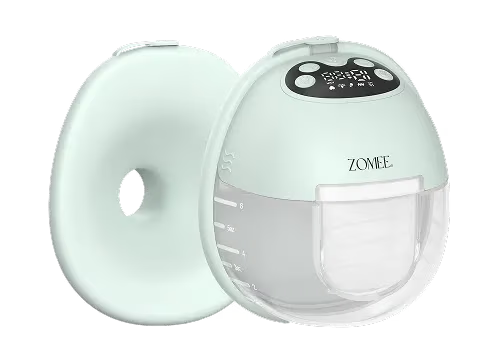 Front and back breast shield view of the Mother's Nature™ Warming Wearable Breast Pump
