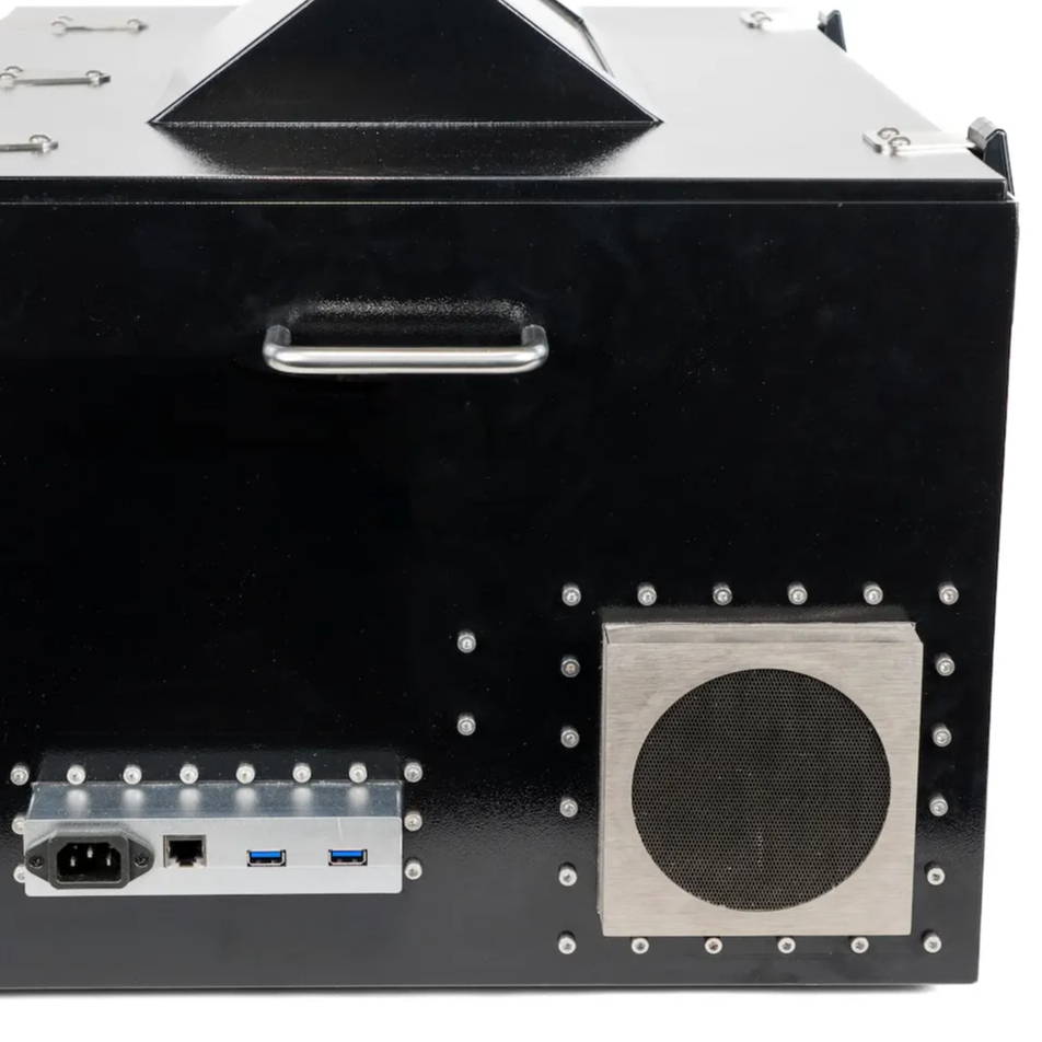 Shielded honeycomb vent installed on the exterior of the BlockBox Lab XL
