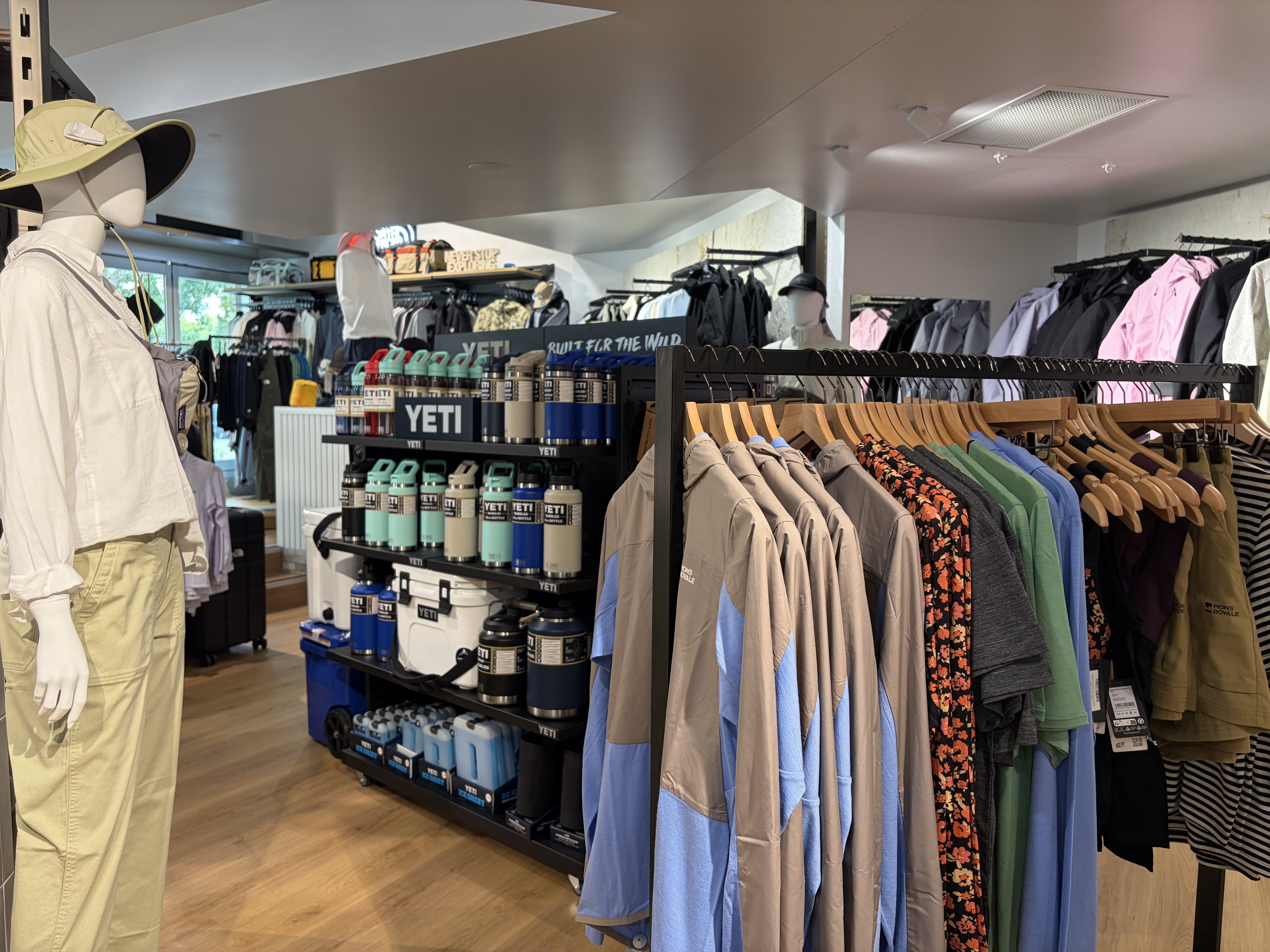 Outside Sports Noosa hiking apparel and drink bottles