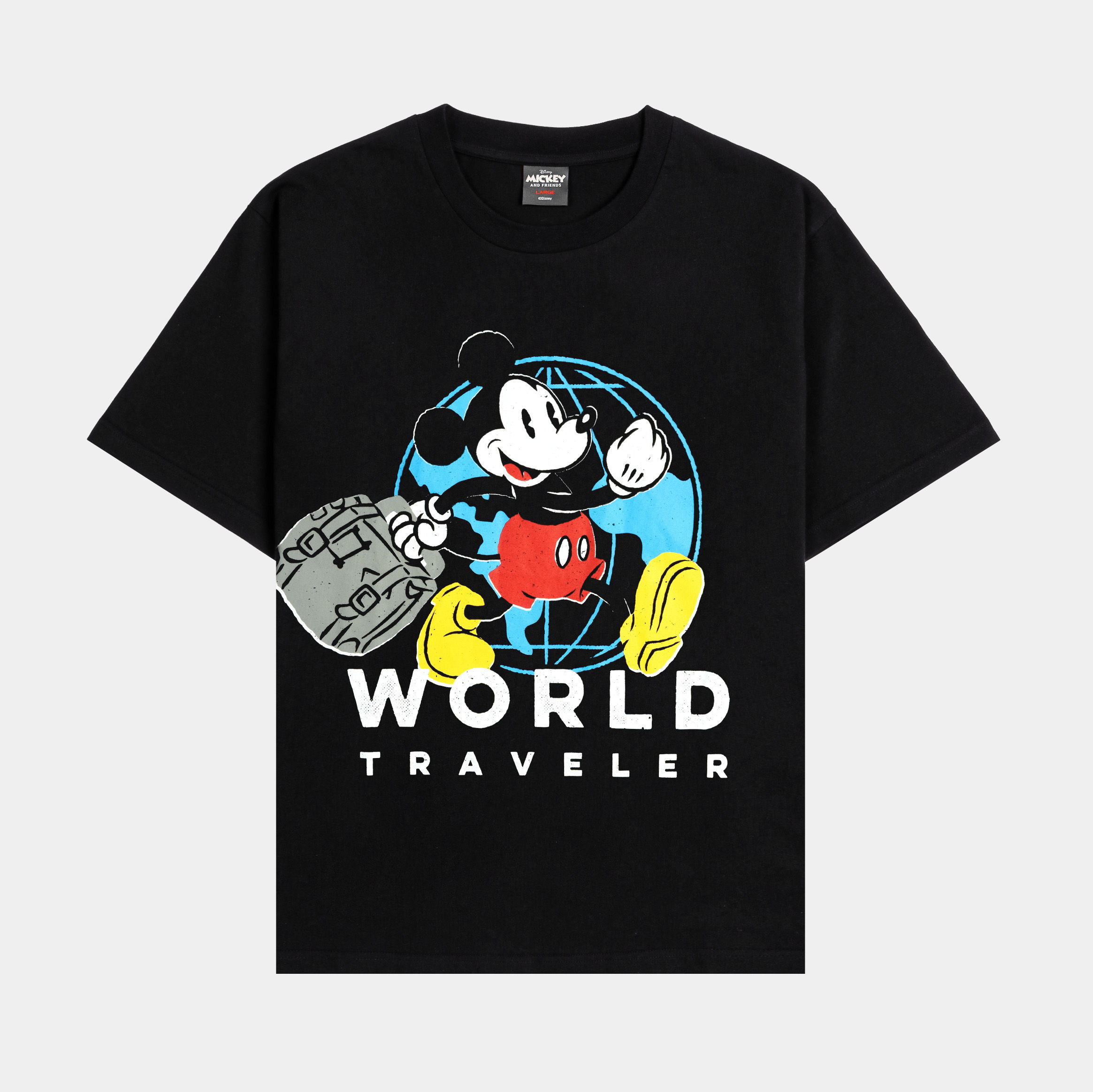 Black t-shirt featuring Mickey Mouse and the text 