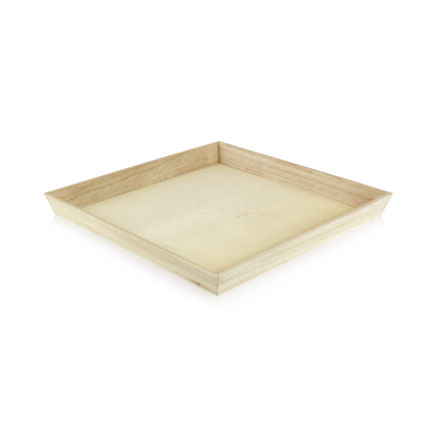 A square heavy duty wooden tray