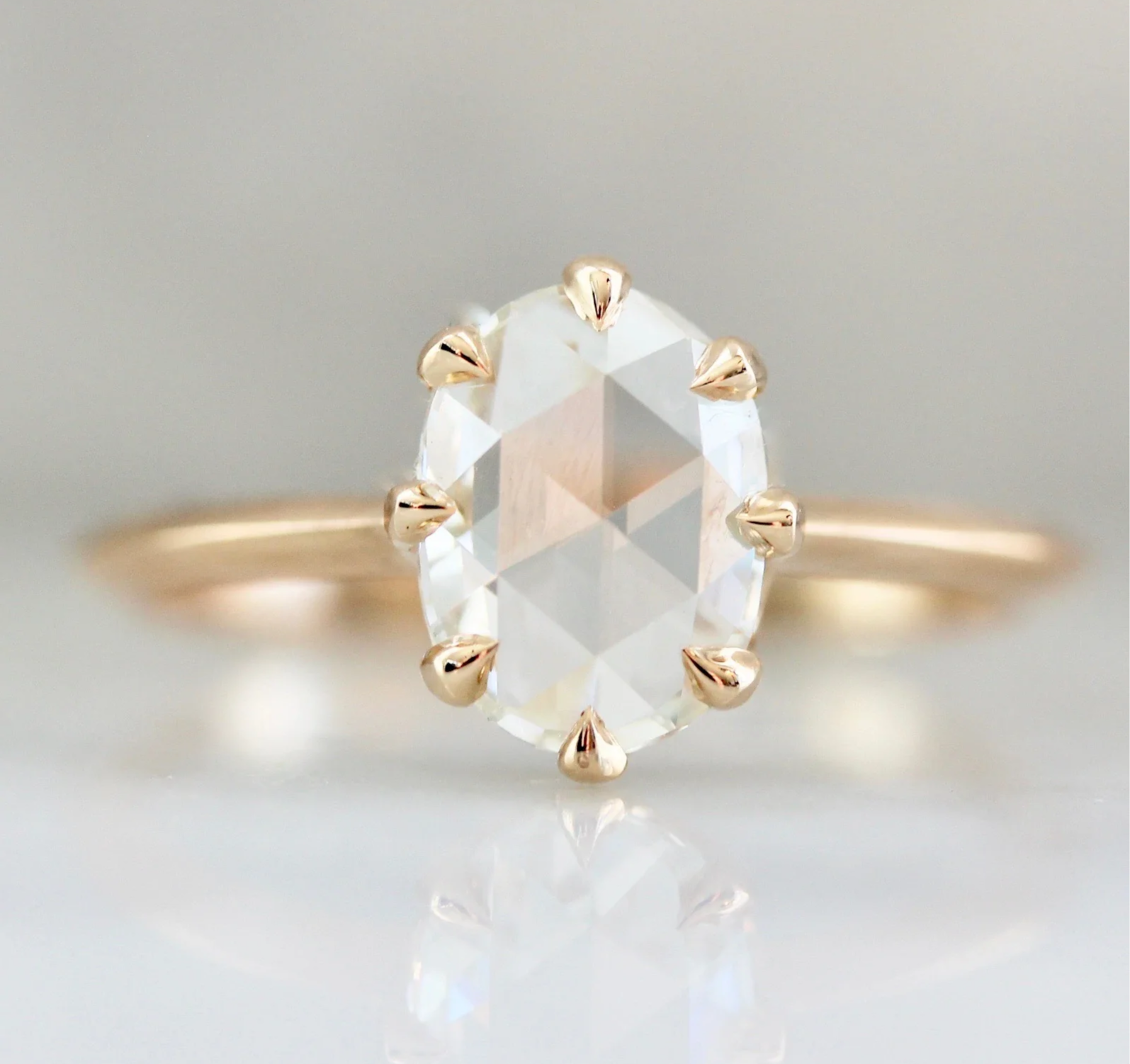 rose cut diamond ring with 8 prongs