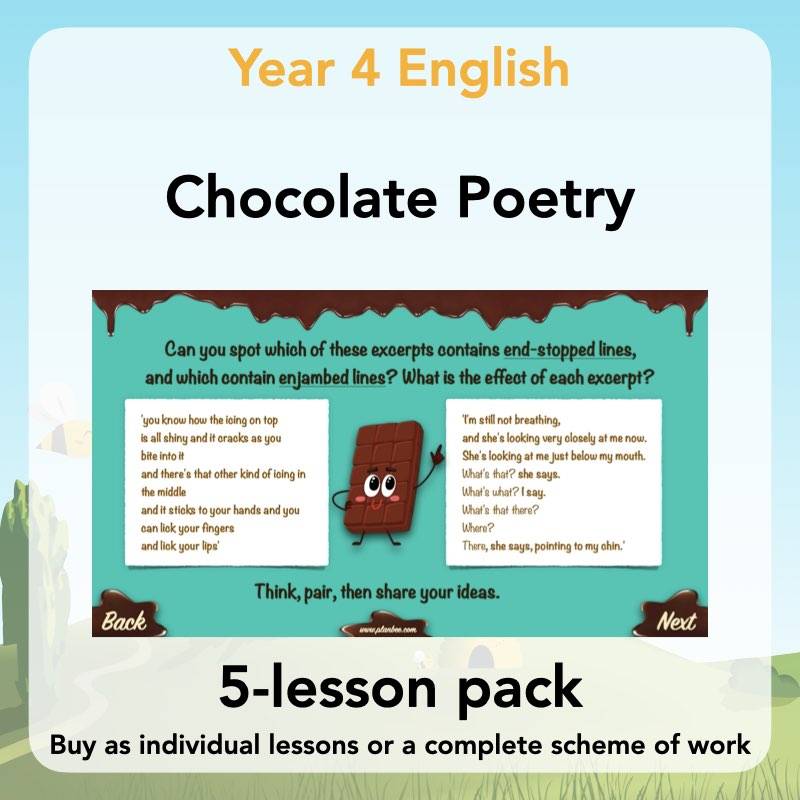 Year 2 Poetry KS2 Lesson Pack Chocolate Poems