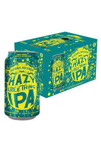 Hazy Little Thing IPA beer can next to its packaging.