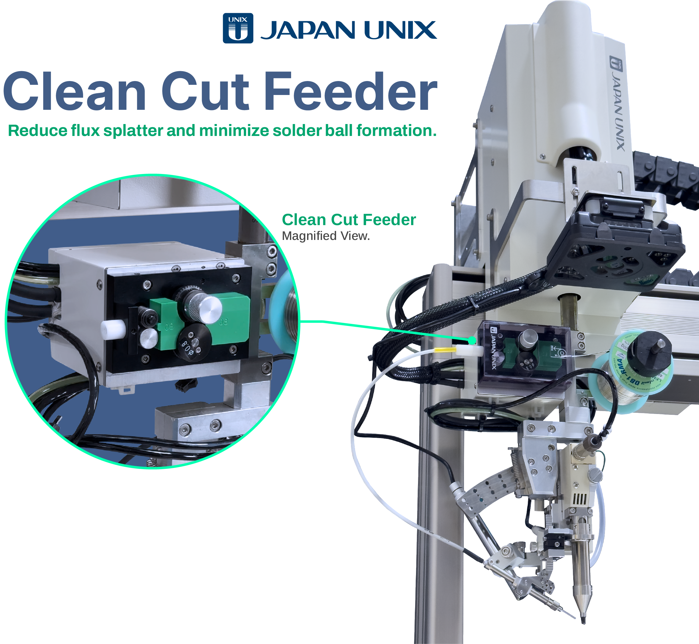 Clean Cut Feeder magnified view Japan Unix Feeders