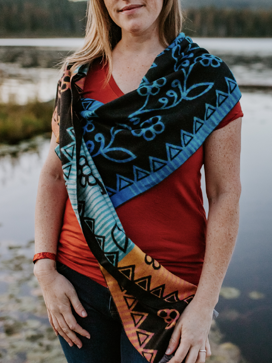 Mother Earth Brushed Silk Scarf by Sharifah Marsden, Anishinaabe