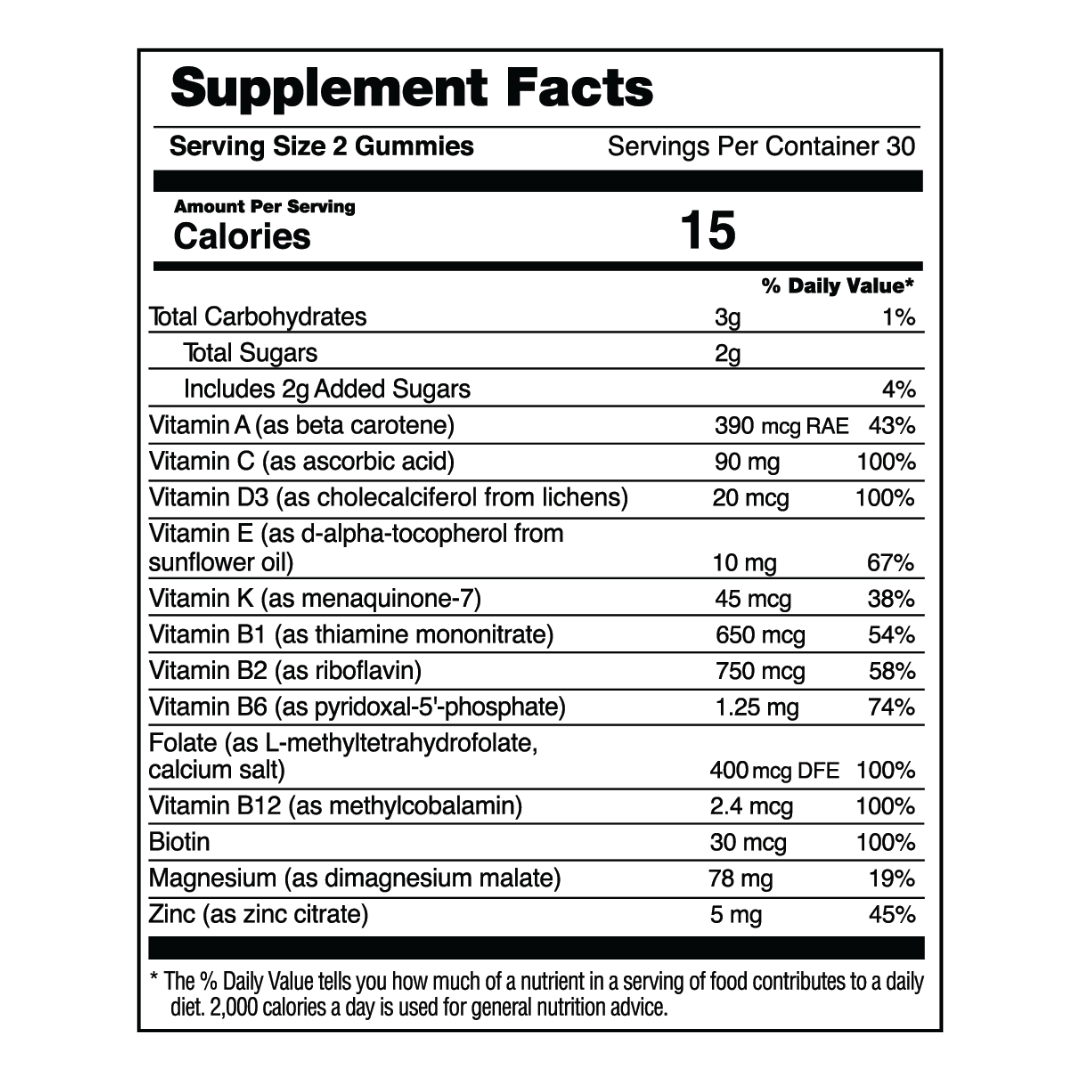 Our nutrition label. For more information, see the FAQ at the bottom of the page