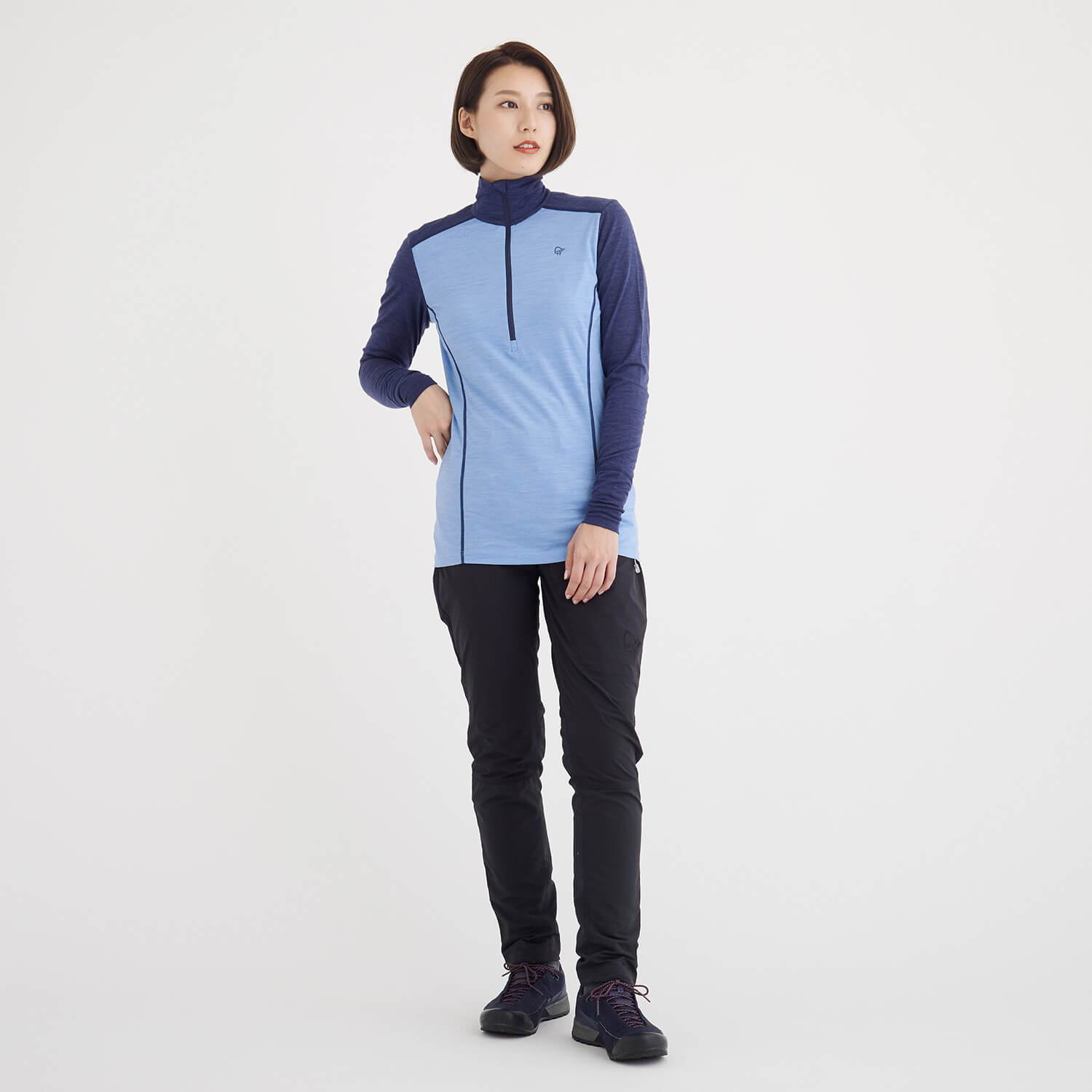 NORRONA（ノローナ）/イコライザー メリノジップネック/ブルー/WOMENS