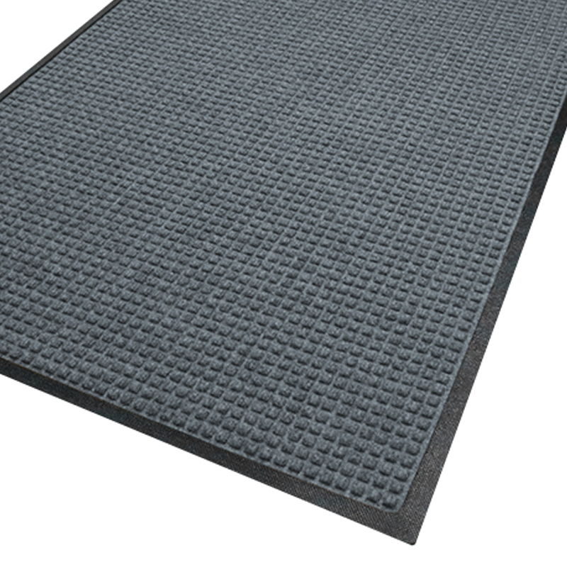 Gray textured mat with a rubber border.
