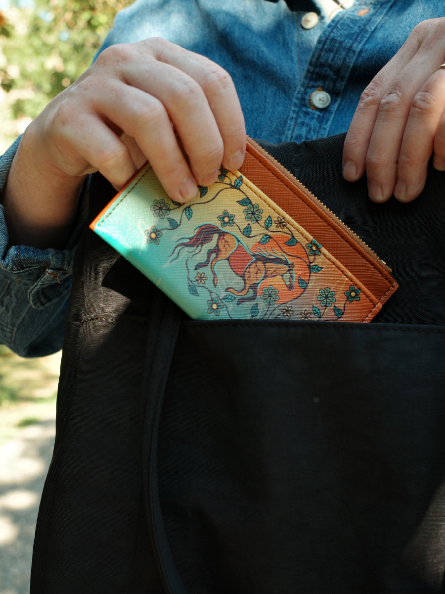 Horse (Bebezhigooganzhii) Zippered Card Wallet by Storm Angeconeb