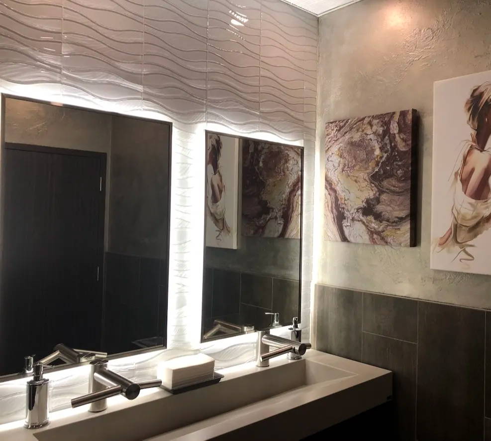 Bathroom mirror lighting design with LED strips