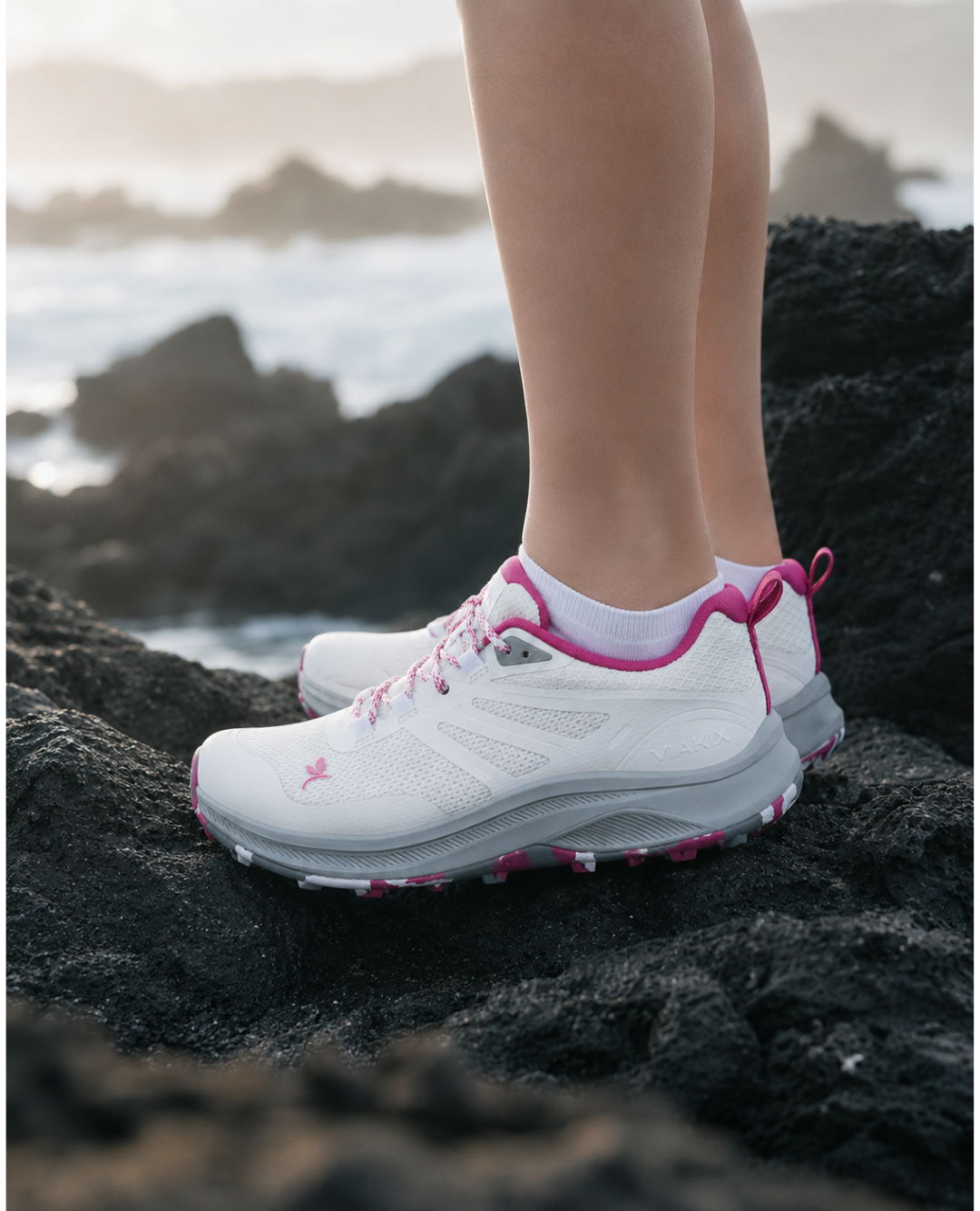 woman wearing trail running shoes