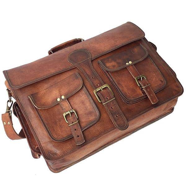 The Jones Leather Messenger Bag for Men for 17 Inch Laptops - Full Grain Leather Bag