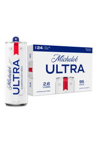 Michelob Ultra beer can and packaging with nutritional information.
