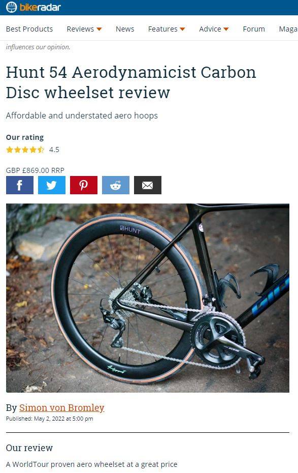 BikeRadar review of Hunt Wheels 54 Aerodynamicist Carbon Disc Wheelset