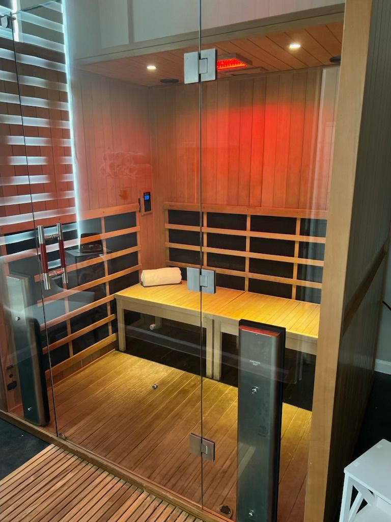 An infrared red light sauna at Cryo Nation