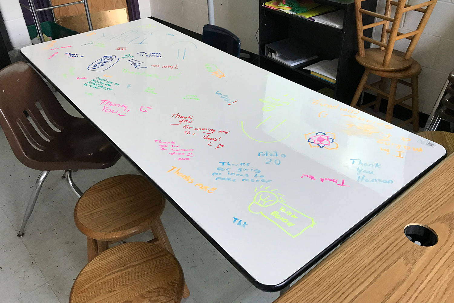 converting classroom table to whiteboard