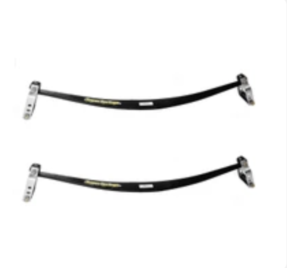 Two curved black suspension arms with mounting brackets.
