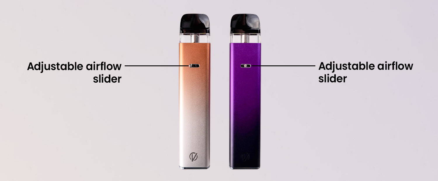 Image highlighting the adjustable airflow on a vape device.