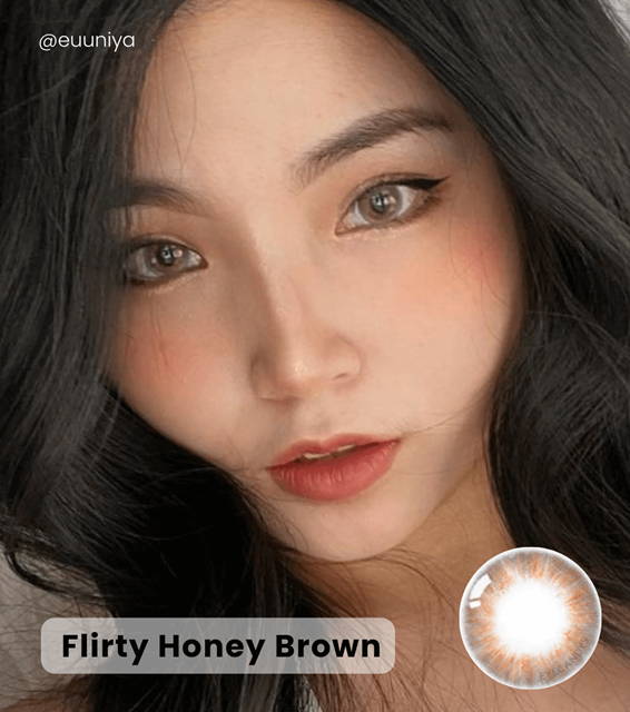 Withour limbal Ring - Flirty Honey Brown Contacts