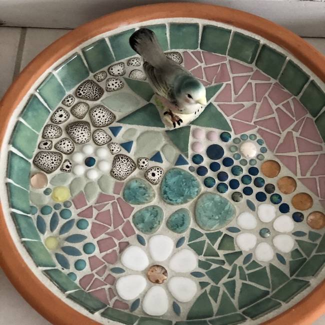 how to make a mosaic birdbath
