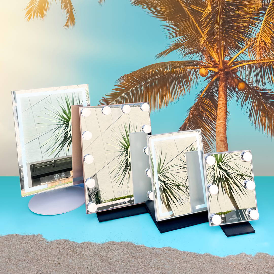 Summer design display of lumiere collection mirrors.