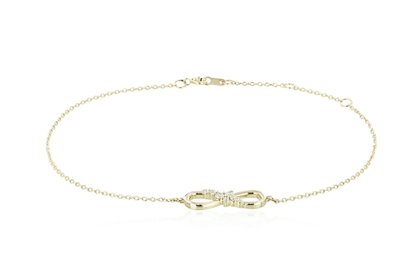 Eternity symbol bracelet with accenting lab grown diamonds in 14k yellow gold