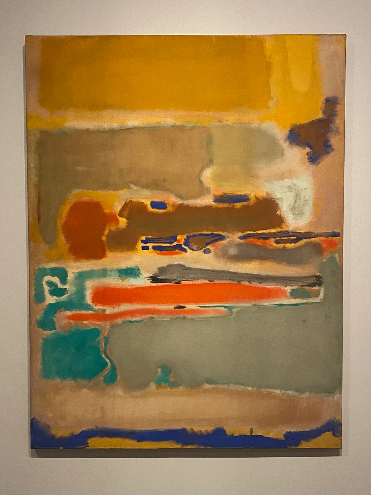 Abstract painting with vibrant colors and shapes.