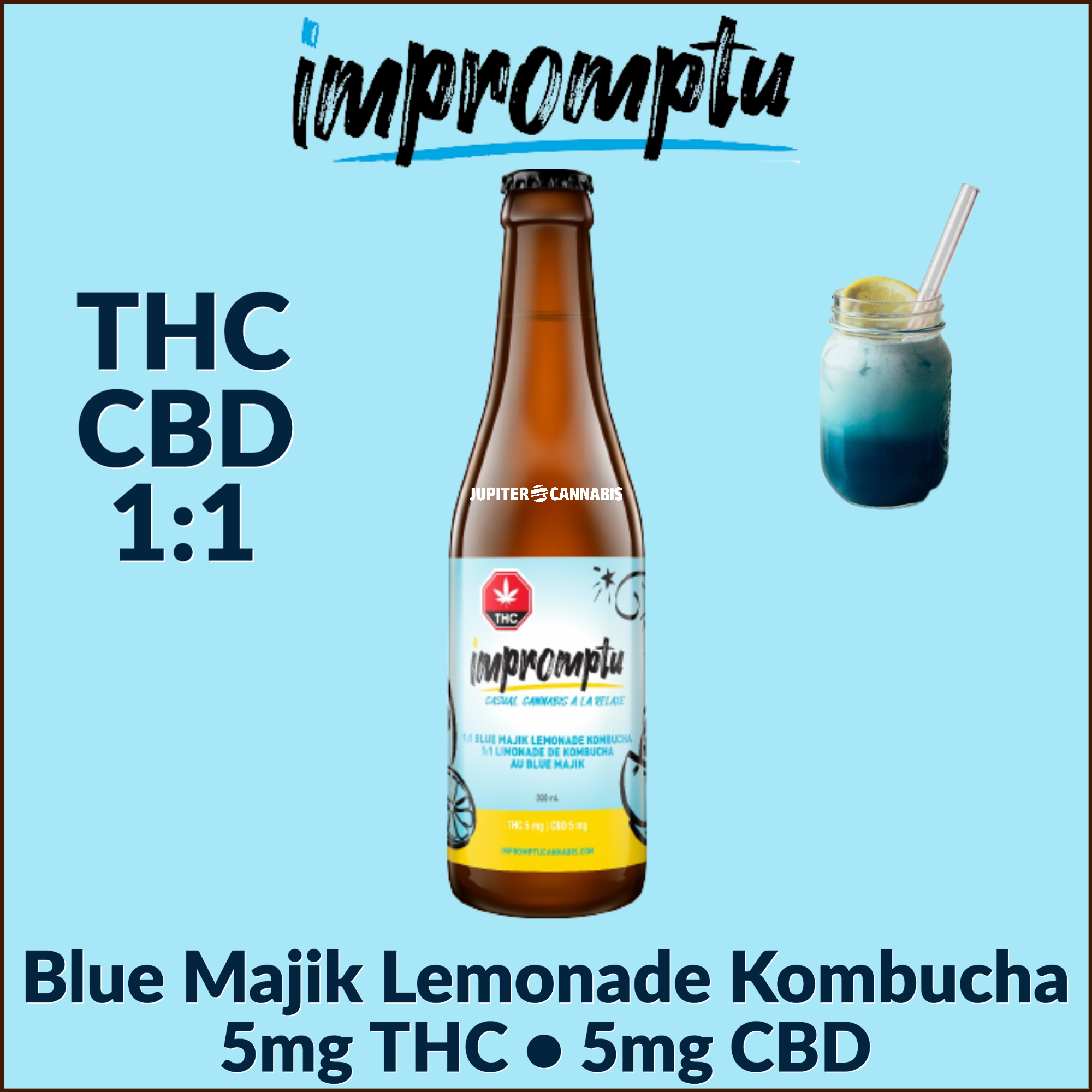 Blue Majik Lemonade Kombucha by Impromptu | Jupiter Cannabis