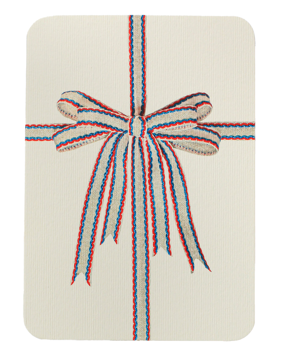 White, Red and Blue Bow Notecard.