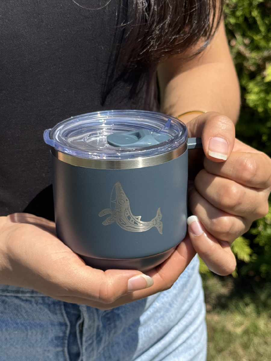 Humpback Whale 11oz Stackable Travel Mug by Gordon White, Haida