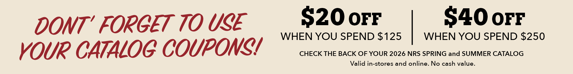 Don't forget to use your cargo coupon! $20 off | $40 off