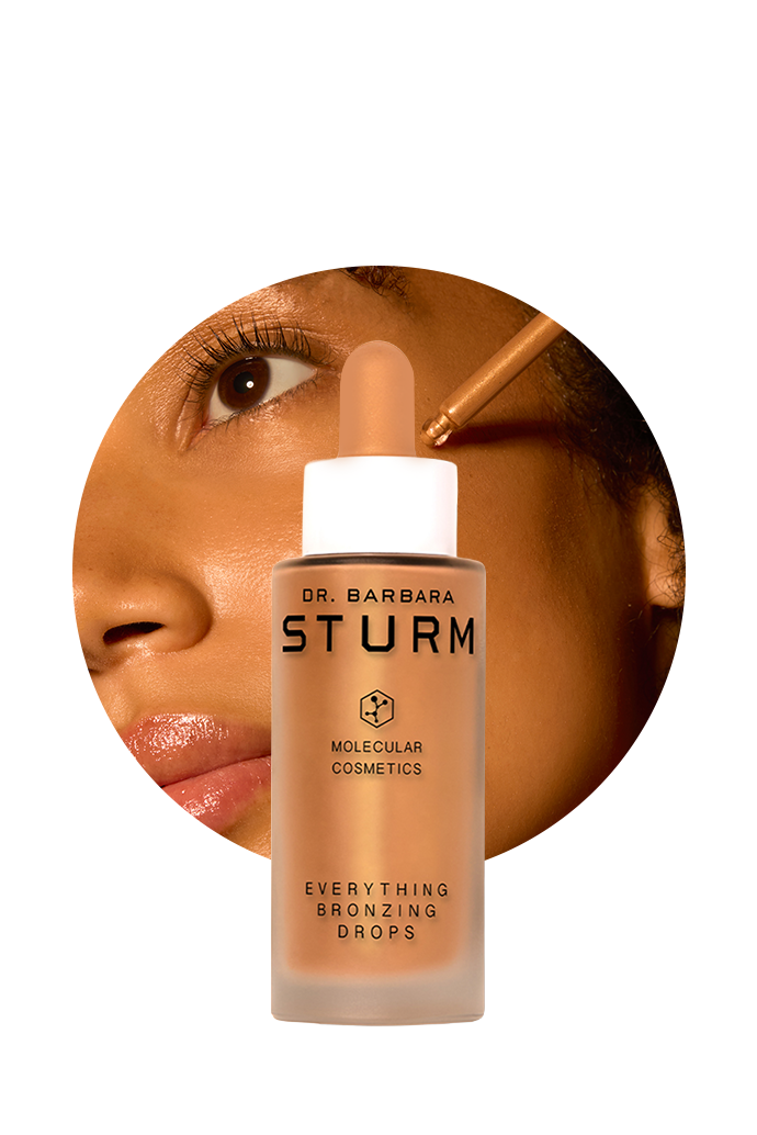 Product image of Dr. Barbara Sturm's Everything Bronzing Drops with model's face.