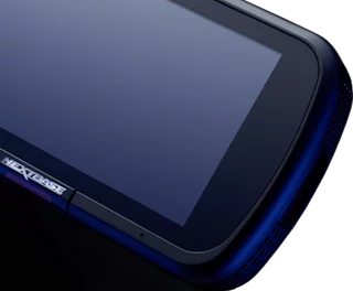 Close-up view of a sleek, dark metallic Nextbase dash cam