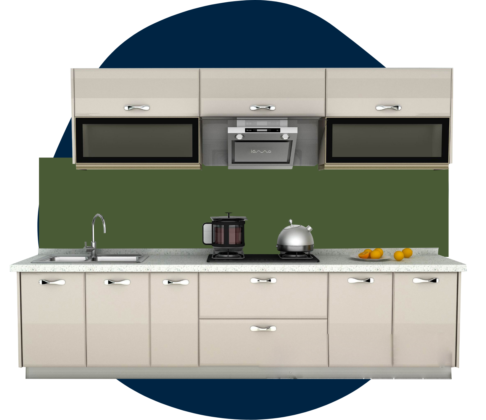 Küchenrückwand in Küche mit unifarbenem Motiv