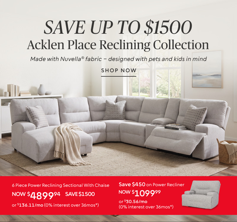 Save $1500 on Acklen Place 6 Piece Power Reclining Sectional with Chaise 