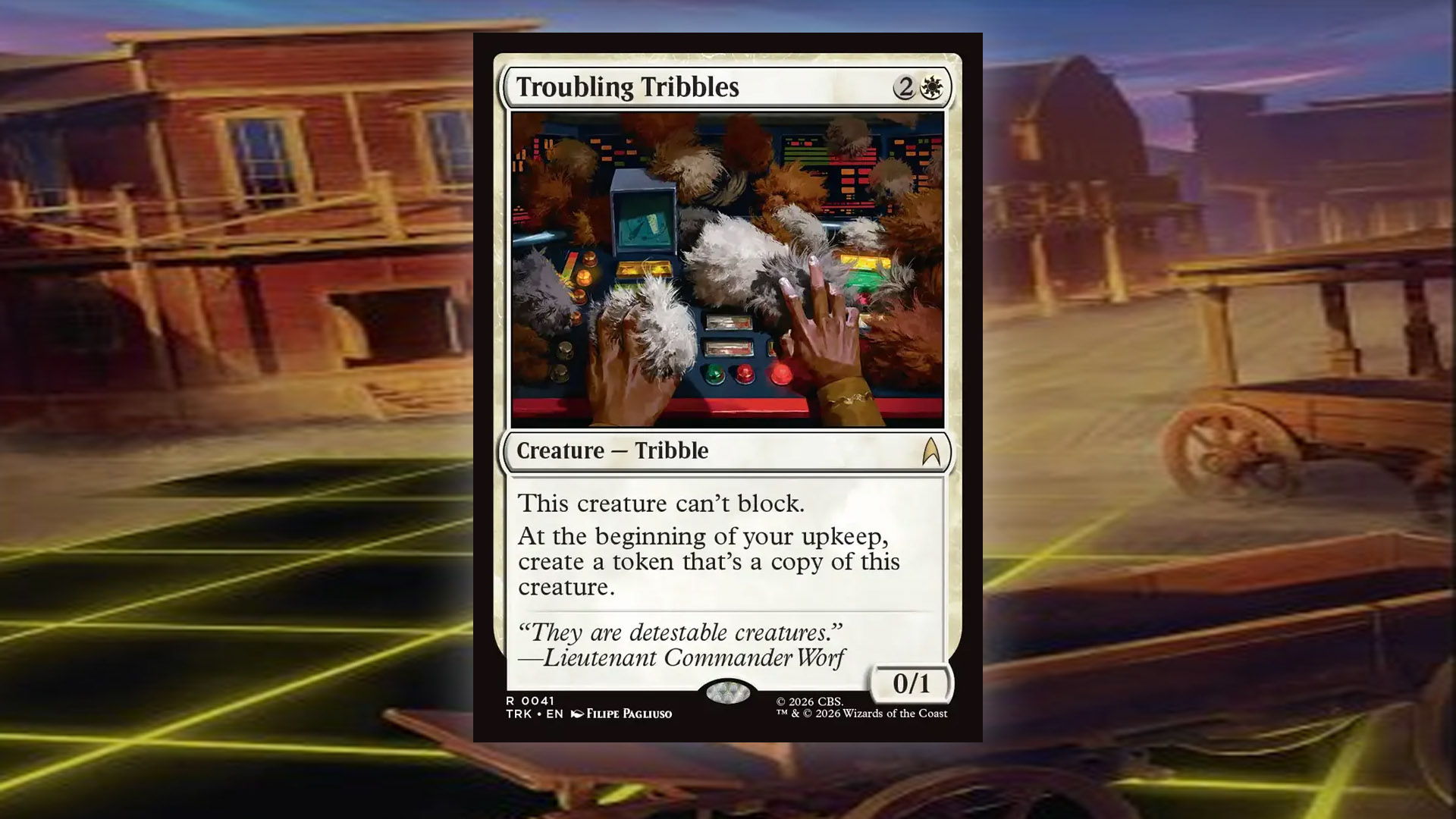 The MTG Star Trek card Troubling Tribbles.