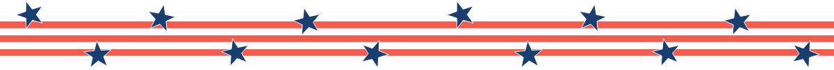 Red and white striped banner with blue stars.