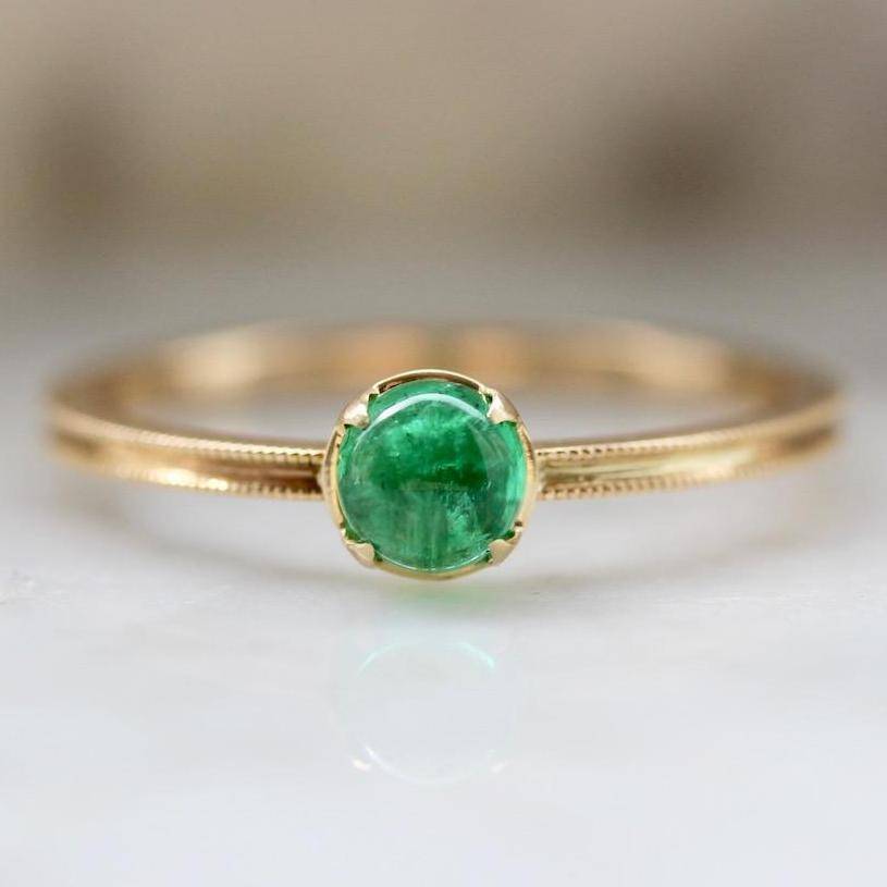 green cabochan emerald ring