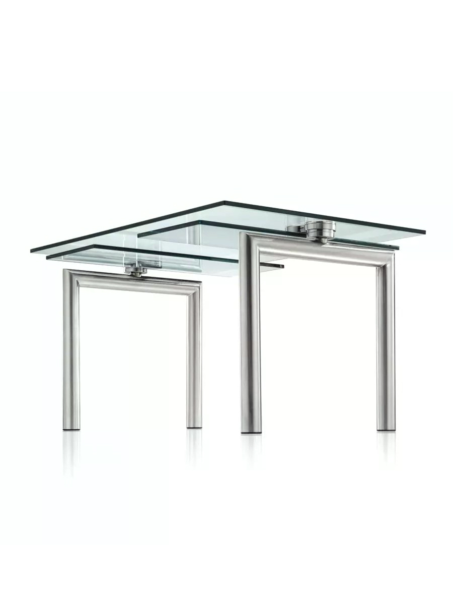 A modern Pocliceto glass table by Reflex Angelo with geometric design elements.