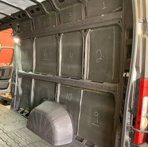 2019 Dodge Pro Master 3500 Van MLV insulation on the walls